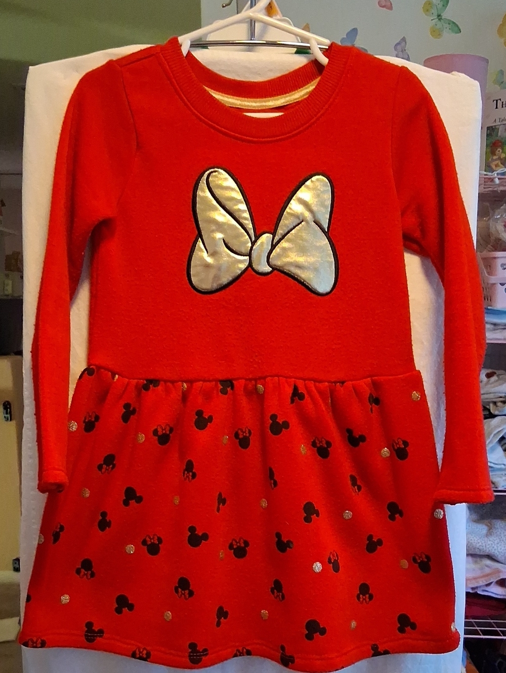 Girls Red Bow-Accent Long Sleeve Dress By Macys
